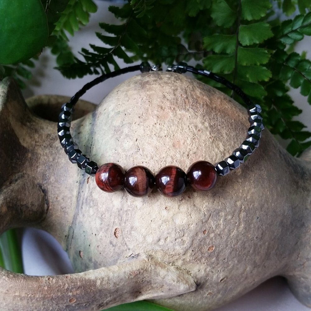 Tigers Eye and Hematite wire bracelet